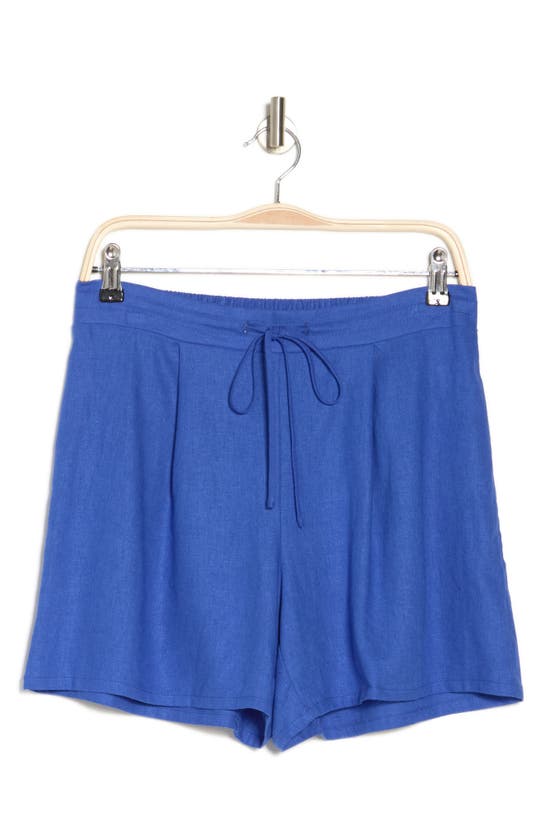 Vince Camuto Linen Blend Drawstring Shorts In Dazzling Blue