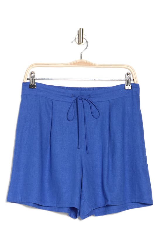 Vince Camuto Linen Blend Drawstring Shorts In Blue