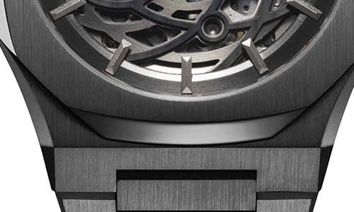 D1 Milano Gun Skeleton Bracelet 41.5mm Stainless Steel Mechanical Watch In Gun Metal