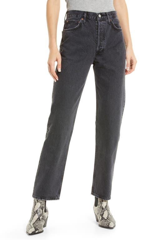 AGOLDE '90s Pinch High Waist Straight Leg Organic Cotton Jeans Black Tea at Nordstrom,