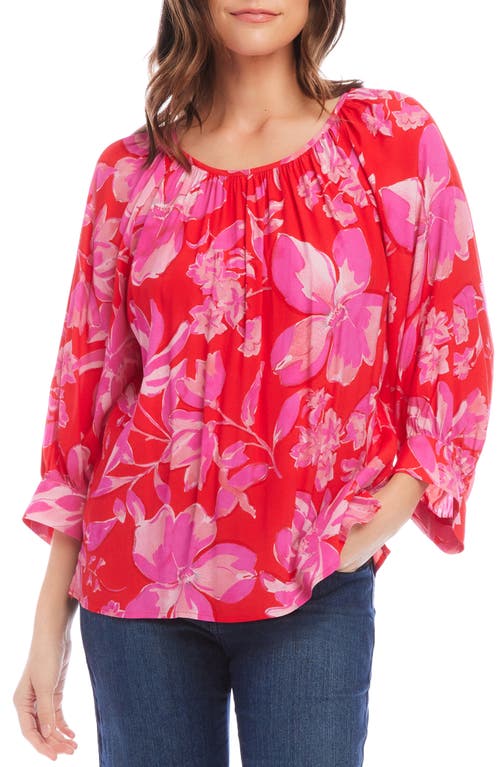 Floral Balloon Sleeve Top in Floral Print