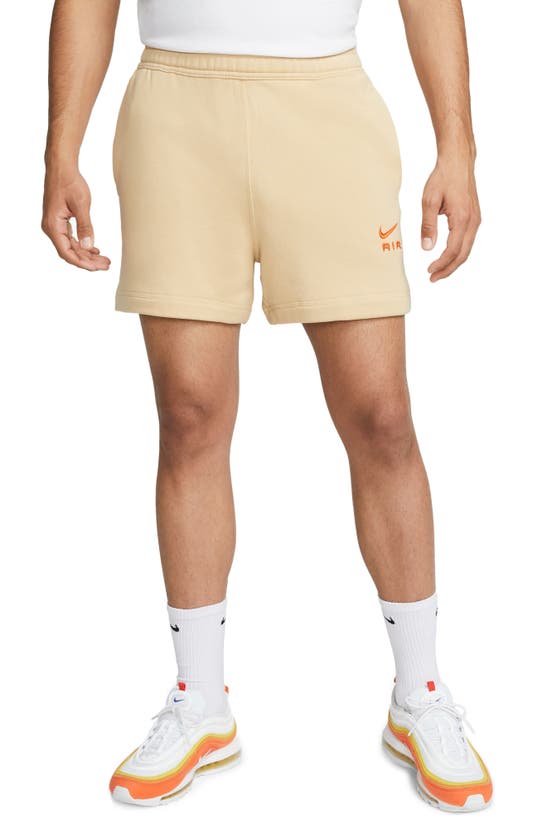 Nike Men's  Sportswear Air French Terry Shorts In Sesame/safety Orange