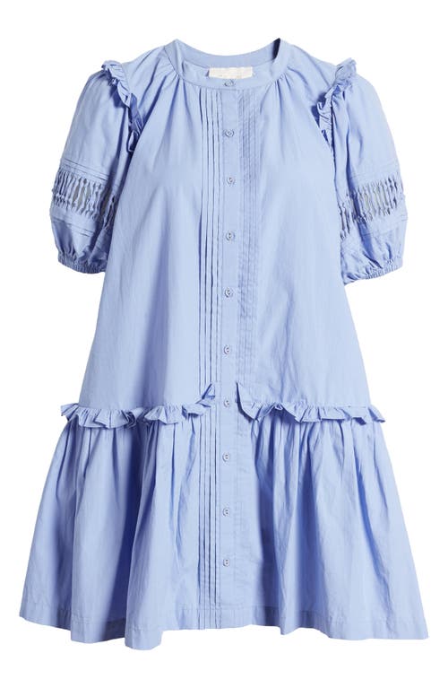 Shop Cleobella Dolly Ruffle Organic Cotton Minidress In Periwinkle