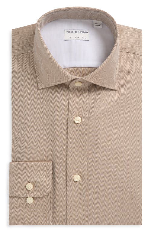 Tiger Of Sweden Adley Slim Fit Solid Dress Shirt In Burlywood