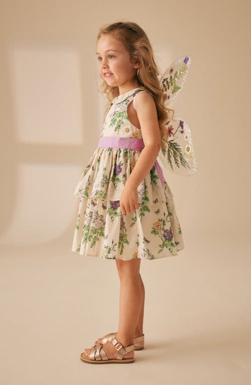 Shop Laura Ashley Kids' Floral Tiered Cotton Dress In Cream/purple