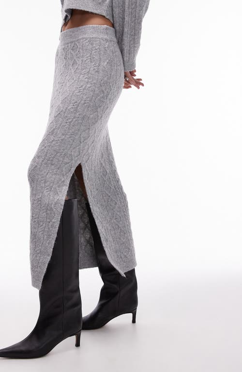 Shop Topshop Cable Sweater Skirt In Grey