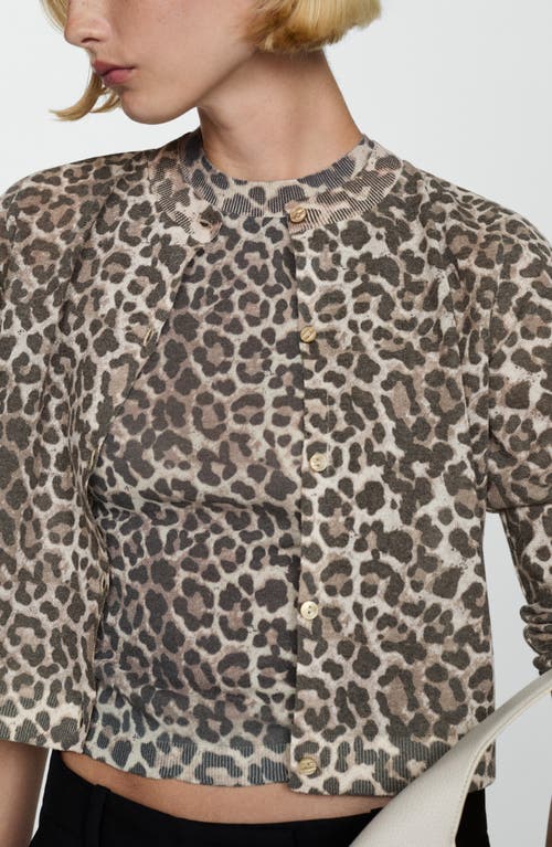 Shop Mango Leopard Print Cardigan In Medium Brown