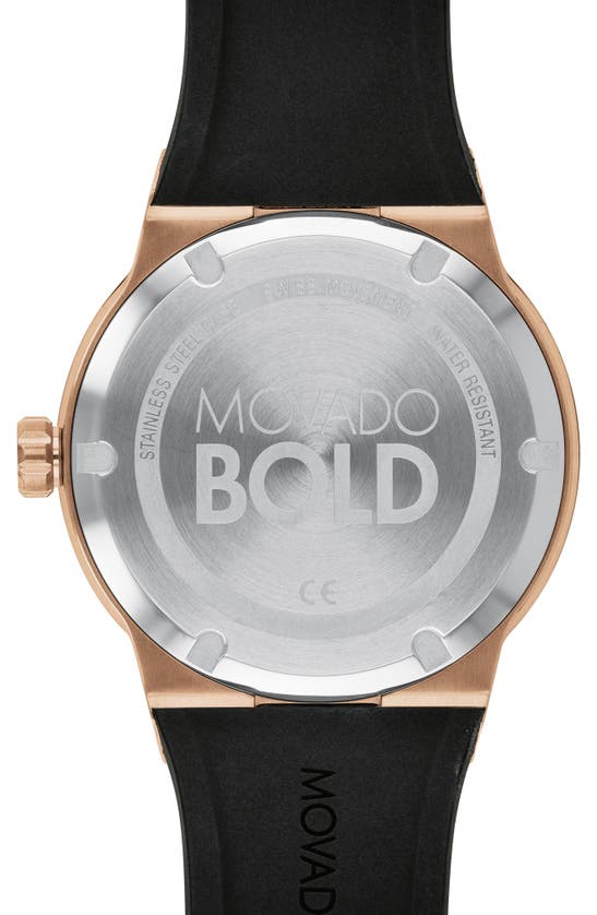 Shop Movado Bold Fusion Silicone Strap Watch, 42mm In Black/ Rose Gold