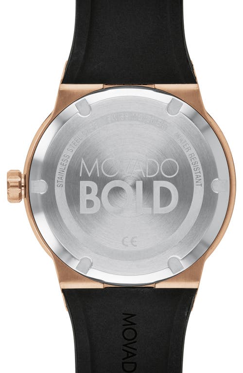 Movado Bold Fusion Silicone Strap Watch, 42mm In Black/rose Gold