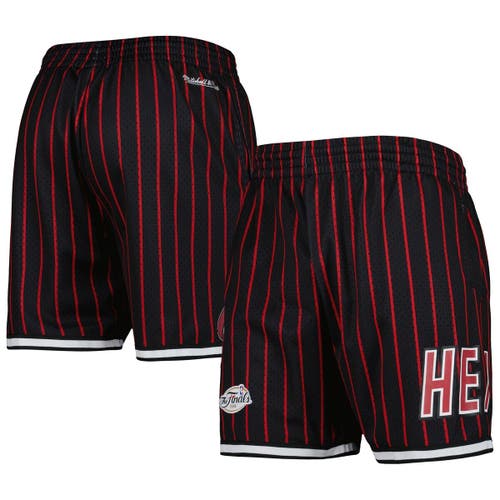 Men's Mitchell & Ness Black Miami Heat City Collection Heritage Mesh Shorts