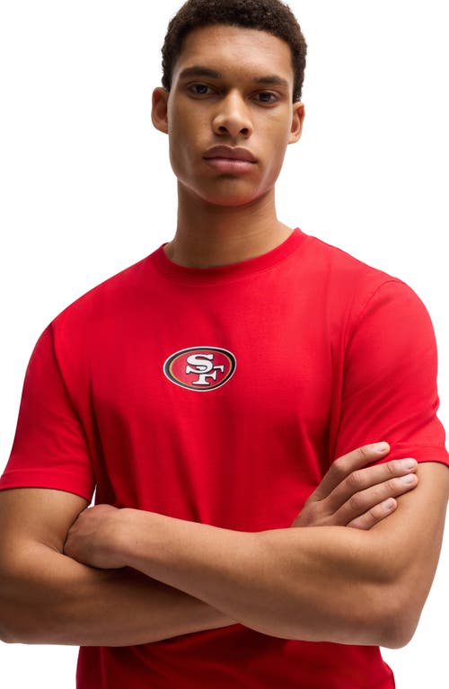 Shop Hugo Boss Boss X Nfl Stretch Cotton Graphic T-shirt In San Francisco 49ers - Red