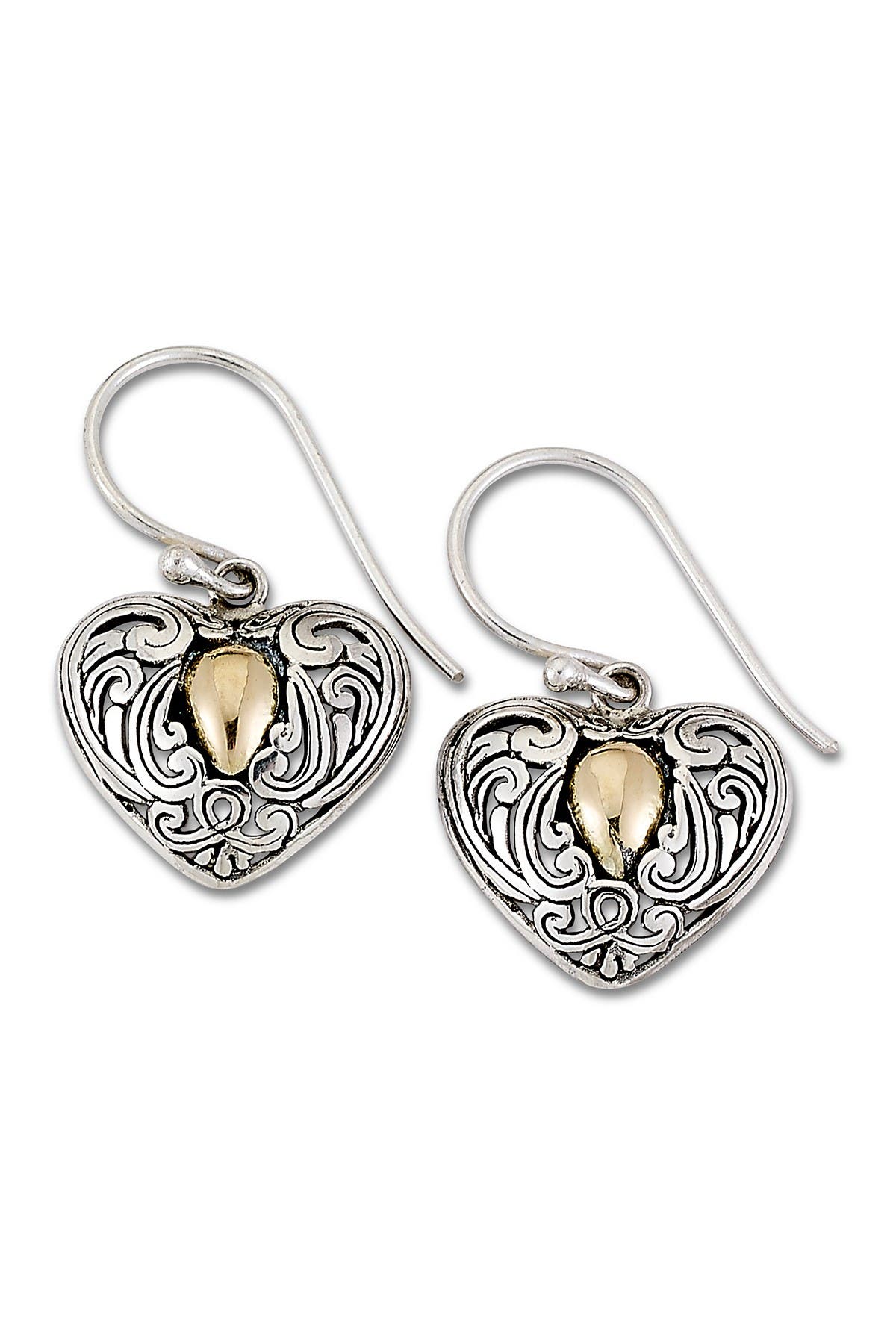 SAMUEL B. Sterling Silver & 18K Gold Filigree Design Heart Shape ...