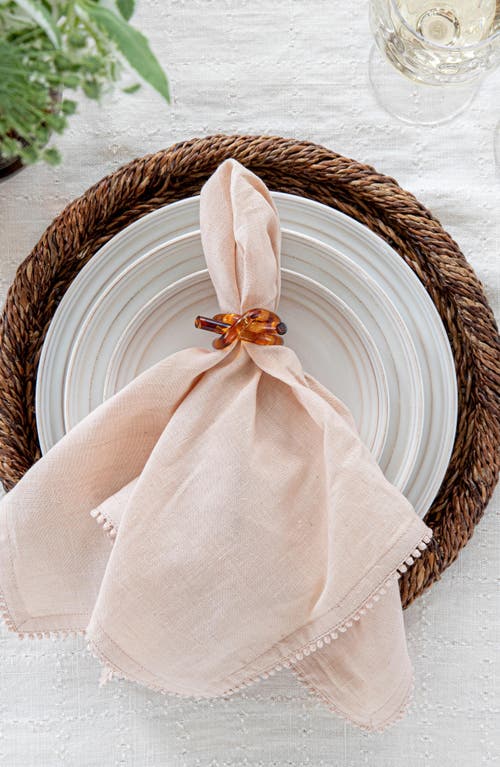 Shop Juliska Berry Trim Set Of 4 Cotton & Linen Napkins In Blush