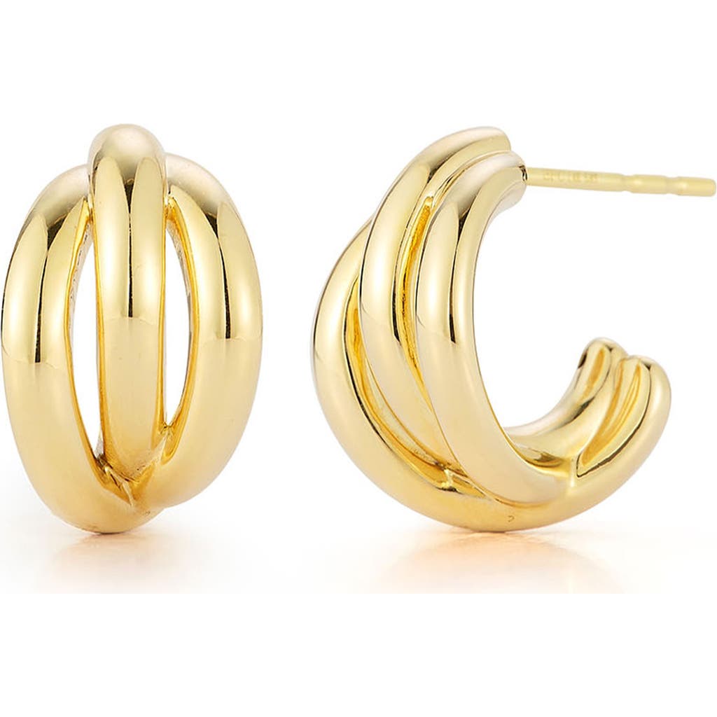 Ef Collection Knot Huggie Hoop Earrings In 14k Yellow Gold