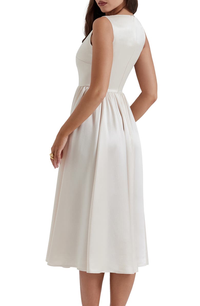 HOUSE OF CB Shayla Satin Midi Cocktail Dress, Alternate, color, Vintage Cream