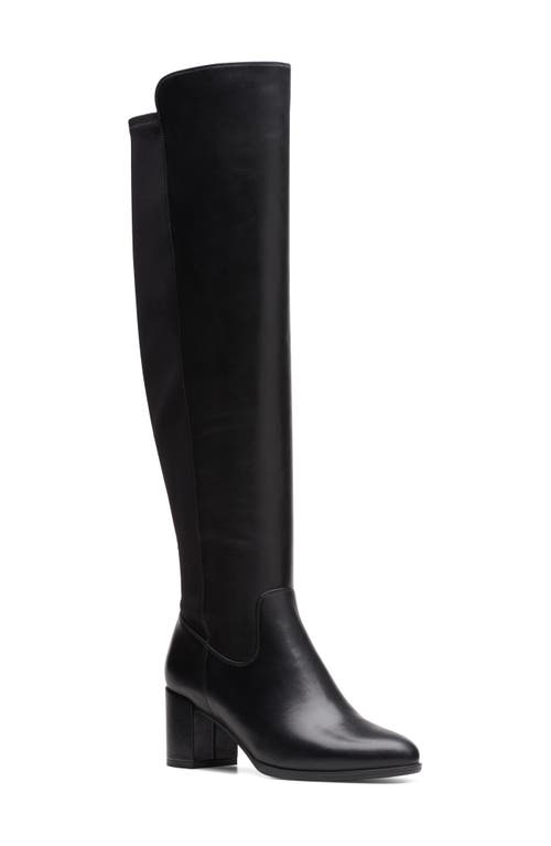 Clarks(r) Freva Stretch Knee High Boot in Black Leather