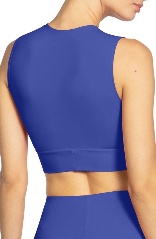Robin Piccone Ava Longline Knot Front Bikini Top In Ube