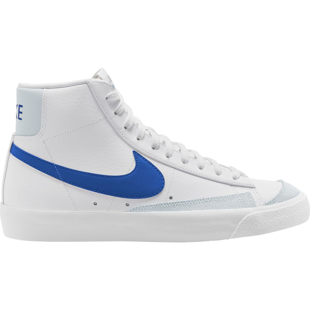 Nike Blazer Mid '77 Vintage Bq6806-124 Mens White Game Royal Leather Shoes Foh22 In White/game Royal/platinum