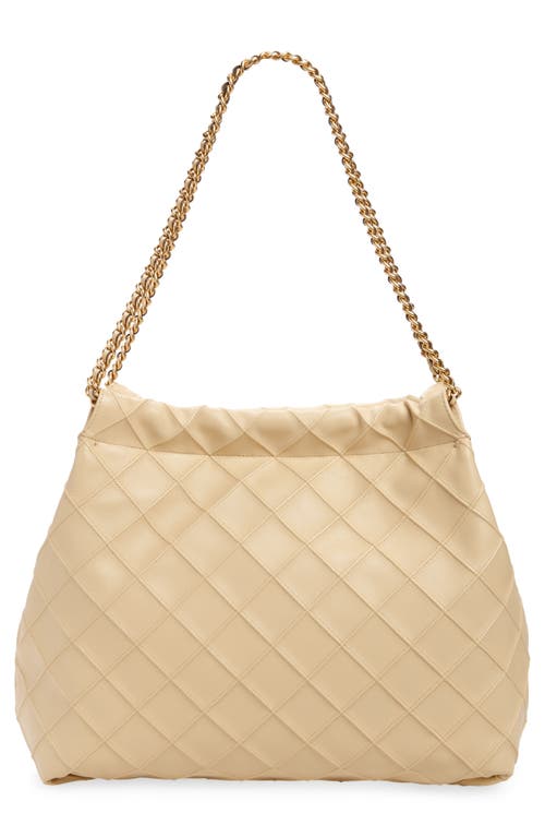 Shop Tory Burch Fleming Quilted Leather Hobo Bag In Vanilla Soft Serve