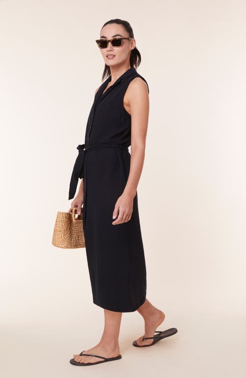 Shop Andie The Flamenco Cover-up Button-up Shirtdress In Black