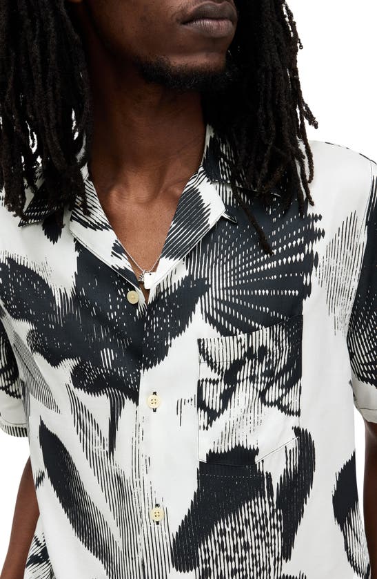 Shop Allsaints Frequency Floral Short Sleeve Button-up Camp Shirt In Off White