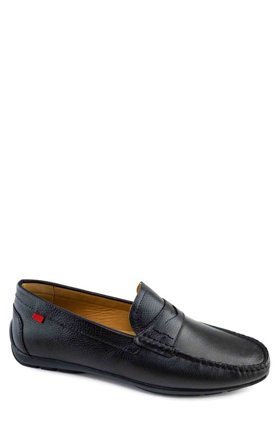 Shop Marc Joseph New York Hamilton Penny Strap Driving Loafer In Black Grainy