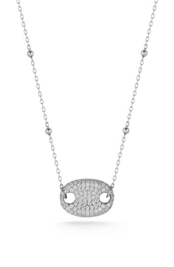 Chloe & Madison Chloe And Madison Pavé Cz Pendant Necklace In Silver