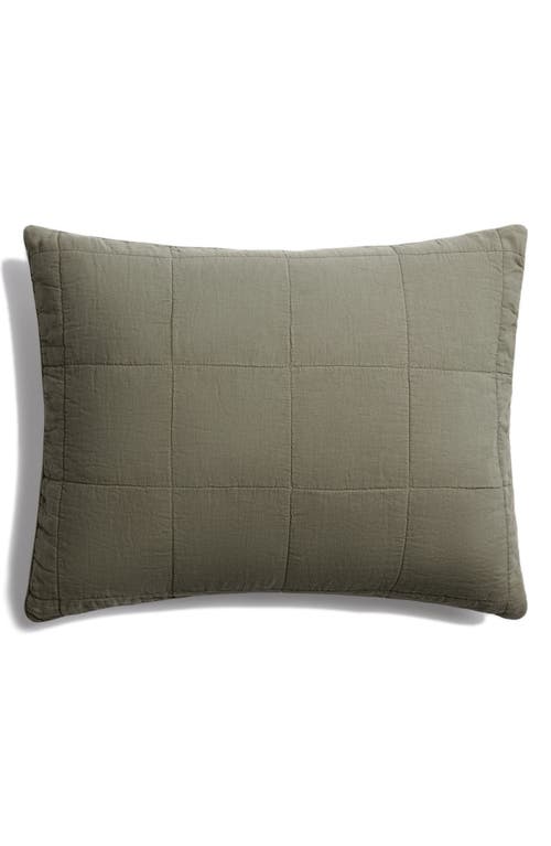 Parachute Linen Box Quilted Sham Set In Moss