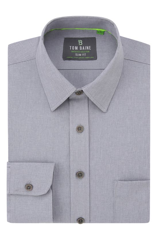 Tom Baine Men's Slim Fit Performance Long Sleeve Solid Button Down Dress Shirt In Silver