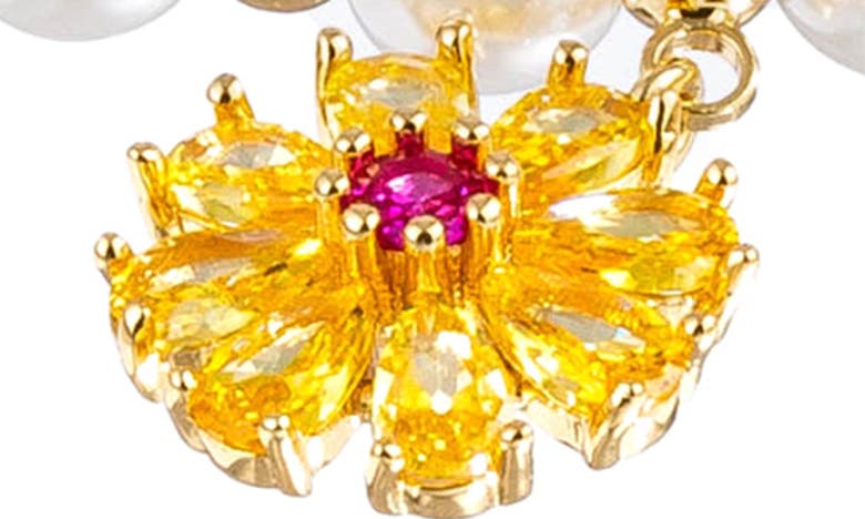 Shop Eye Candy Los Angeles Anna Cz & Imitation Pearl Charm Bracelet In Gold