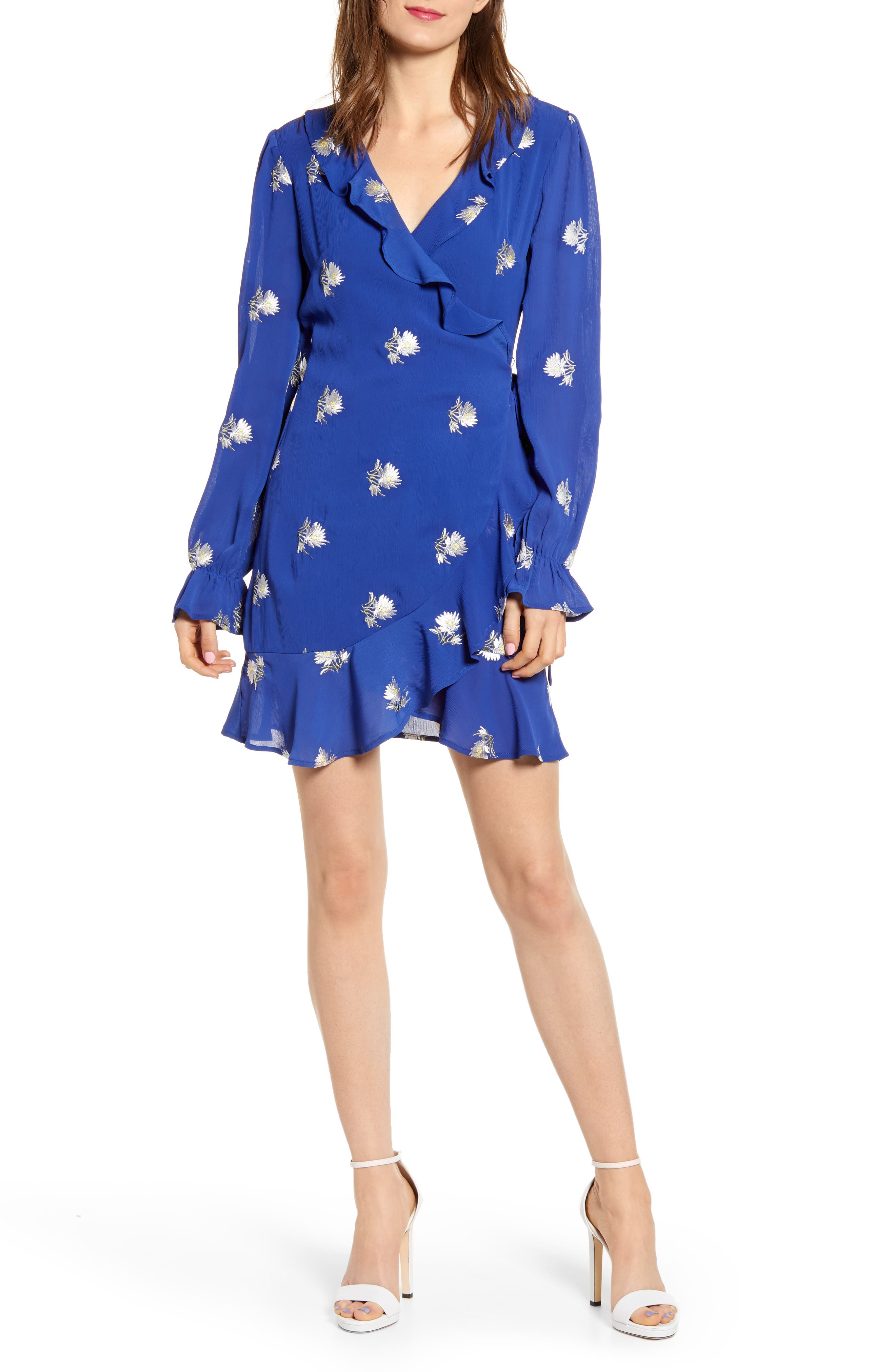Endless Rose Embroidered Wrap Dress, Blue