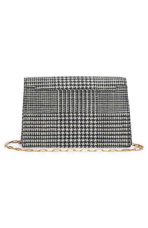 Shop Tom Ford Houndstooth Check Logo Shoulder Bag In 3nw04 Black/chalk Black