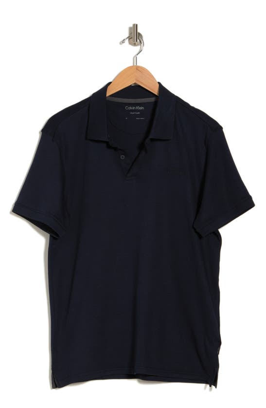 Calvin Klein Liquid Touch Interlock Cotton Polo In Dark Sapphire