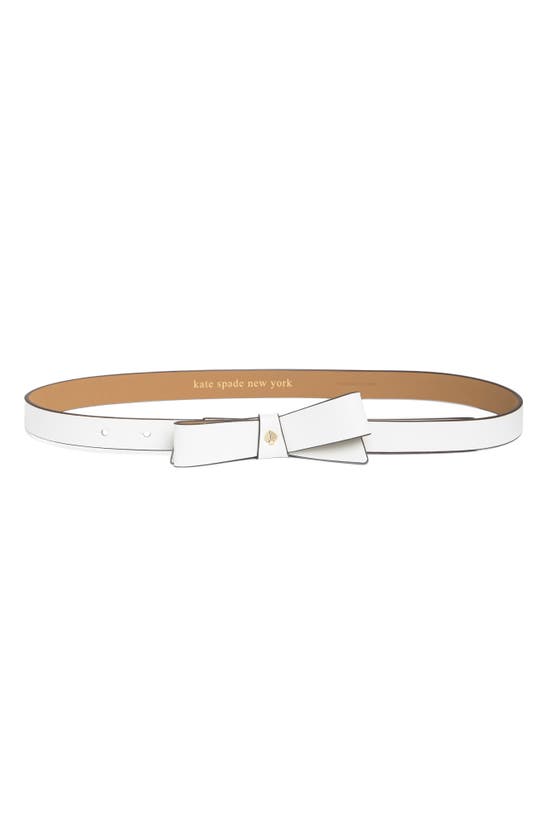 Kate Spade Bow Belt With Spade In Optic White/polished Gold