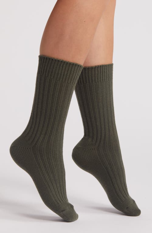 Casa Clara Rib Cotton Blend Crew Socks In Green