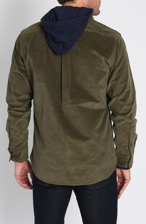 Jachs Stretch Corduroy Overshirt In Green