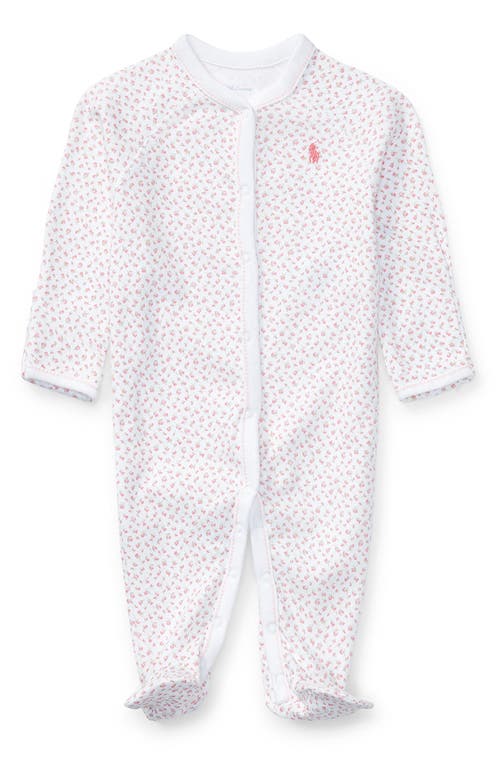 Shop Ralph Lauren Floral Print Cotton Footie In Girl Floral Print