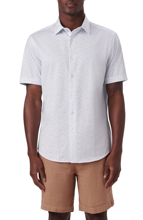 Shop Bugatchi Miles Ooohcotton® Short Sleeve Button-up Shirt In Chalk