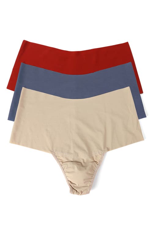 Hanky Panky Breathe Hi-rise Thongs 3-pack In Sundried Tomato Granite Taupe