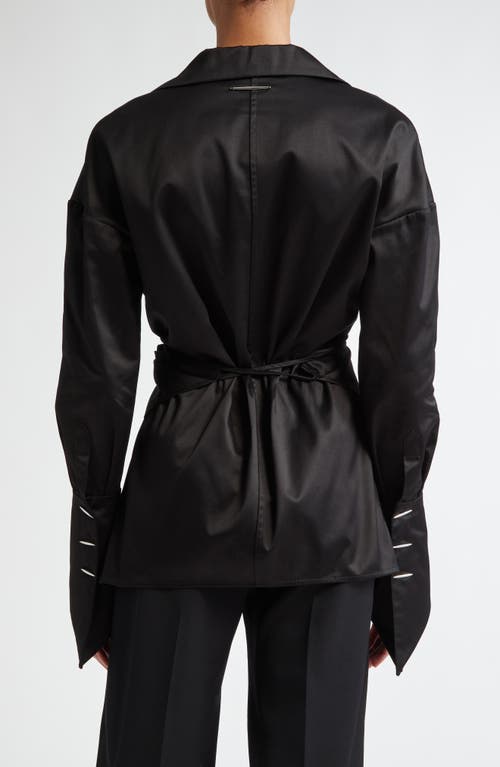 Grace Ling Cotton Sateen Wrap Shirt In Black