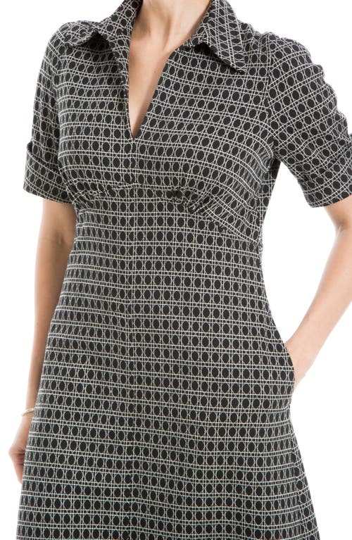 Max Studio Short Sleeve A-line Dress In Black/cream