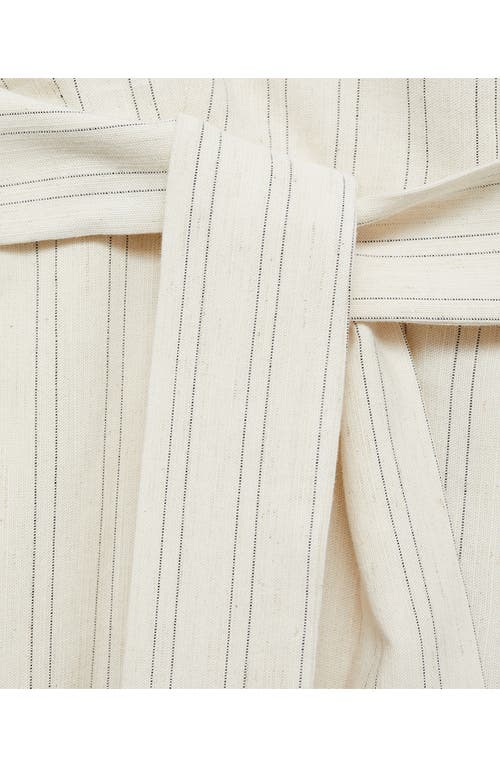 Mango Stripe Tie Belt Jumpsuit In Off White