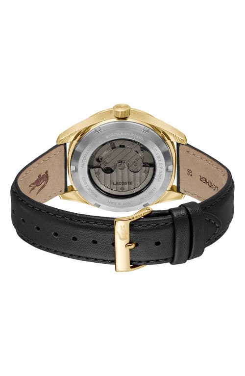 Lacoste Men's Boston Automatique Black Leather Strap Watch 40mm In Black