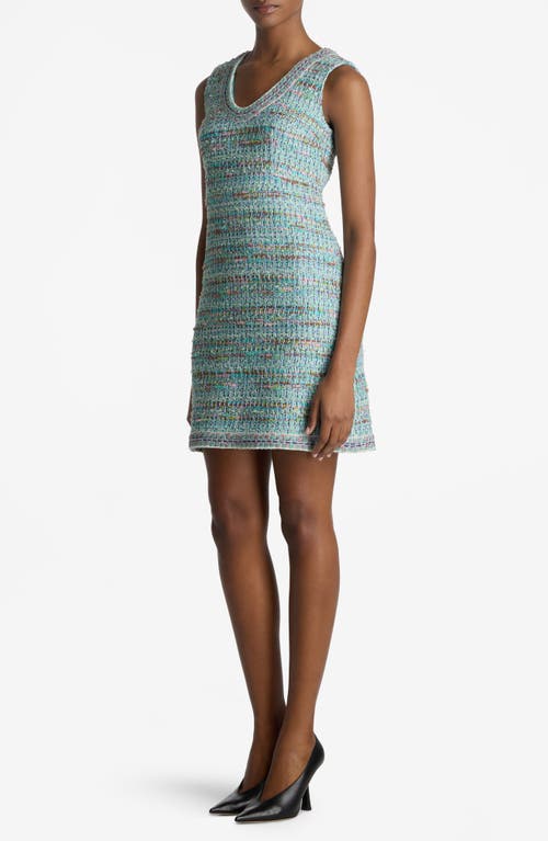 St John St. John Collection Gauzy Multiyarn Metallic Tweed Minidress In Seafoam/ Ecru Multi