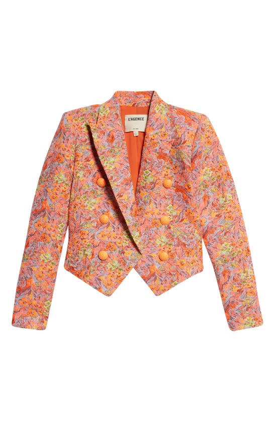Shop L Agence Lila Floral Jacquard Jacket In Orange Multi Floral