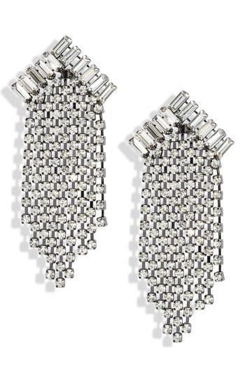 Shop Open Edit Angled Crystal Fringe Drop Earrings In Clear- Hematite