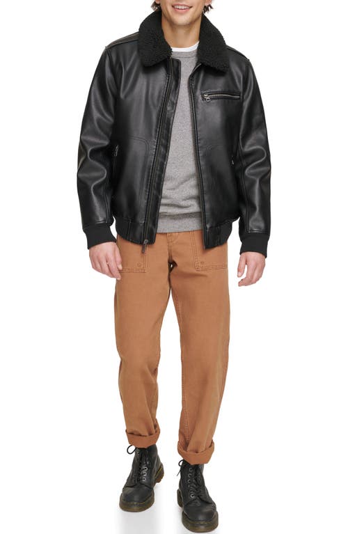 Levi's Men's Sherpa Collar Faux Leather Bomber Jacket In Black