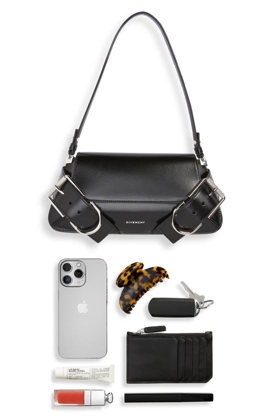 Shop Givenchy Voyou Leather Flap Shoulder Bag In Black