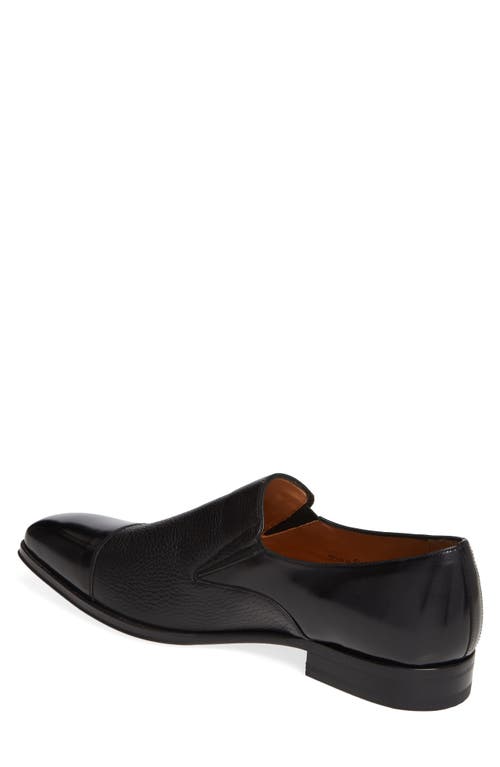 Shop Mezlan Milani Cap Toe Slip-on In Black Leather/deerskin