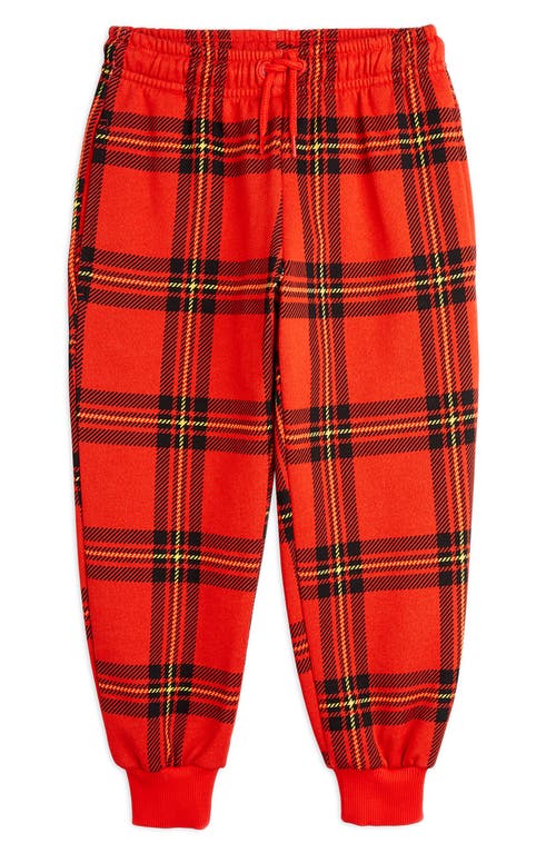 Mini Rodini Kids' Check Organic Cotton Joggers in Red 